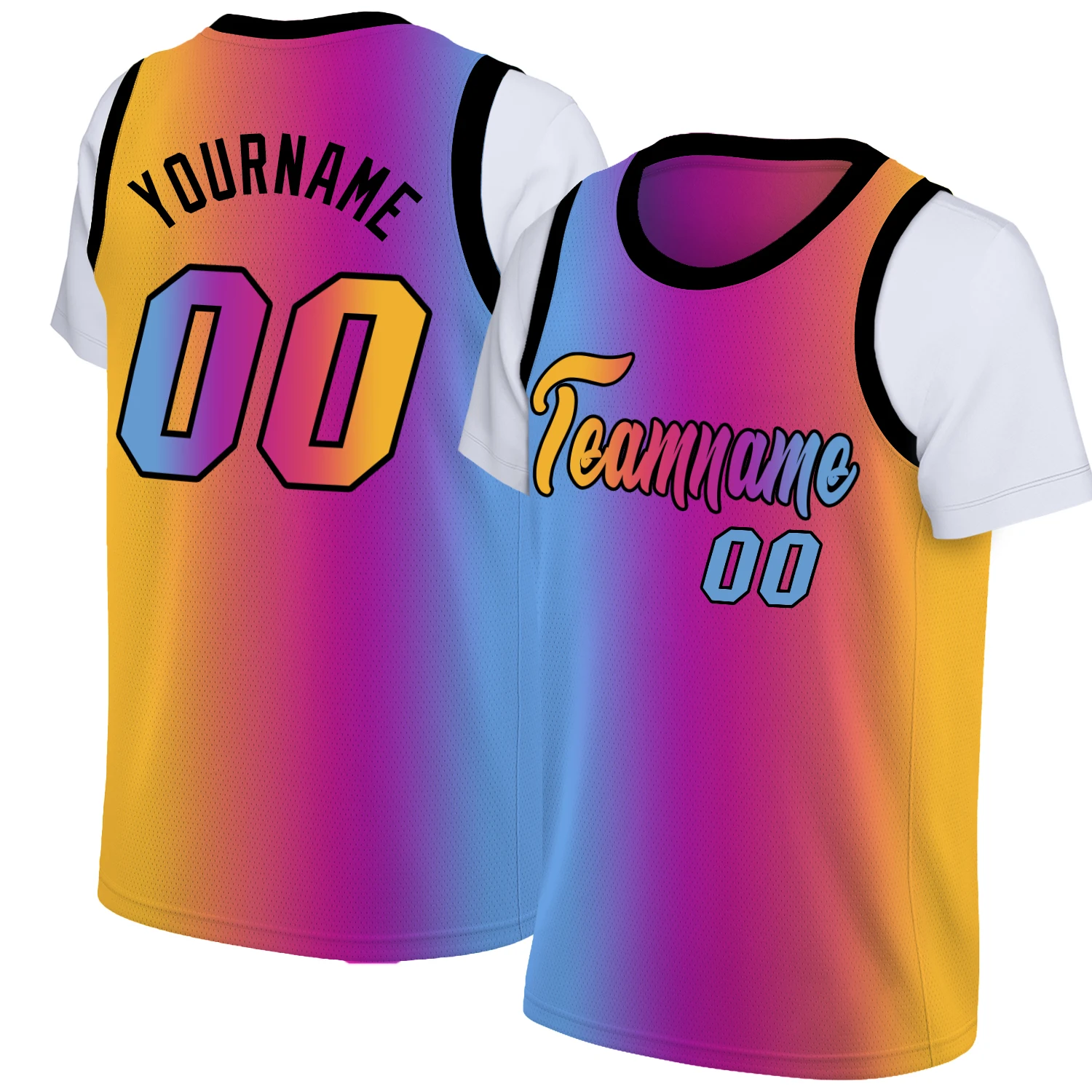 Custom Basketball Jersey Gradient Personalized Print Name/Numbers Make Your own Short Sleeve Shirts Men/Kids Outdoor Sportswear