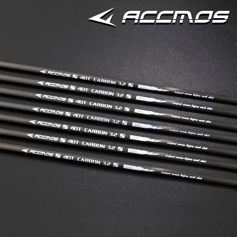 6/12pcs ID 3.2 Pure Carbon Carbon Arrow Shaft Spine 350 400 500 600 700 800 900 Archery for Recurve Bow Shooting