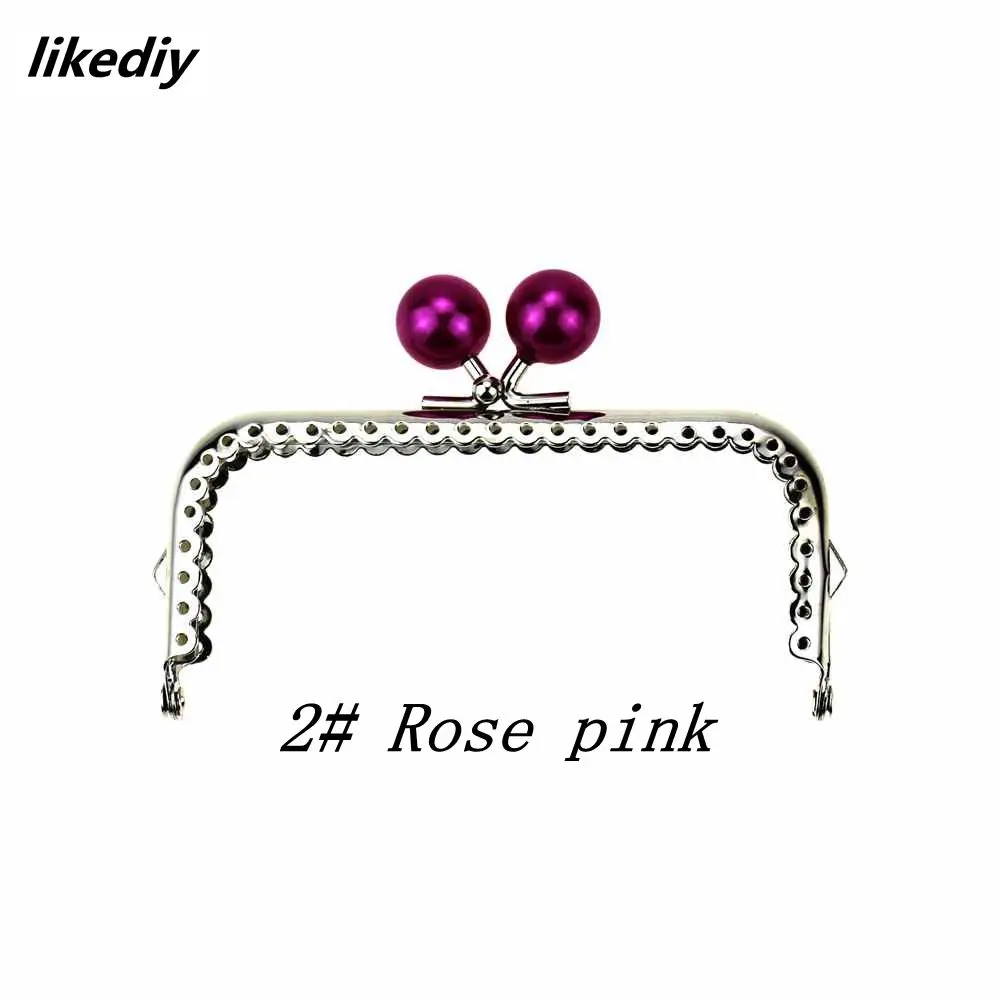 1 Piece 10.5 CM Candy Pearl Head Square Silver Metal Purse Frame Kiss Clasp Lace DIY Bag Accessories