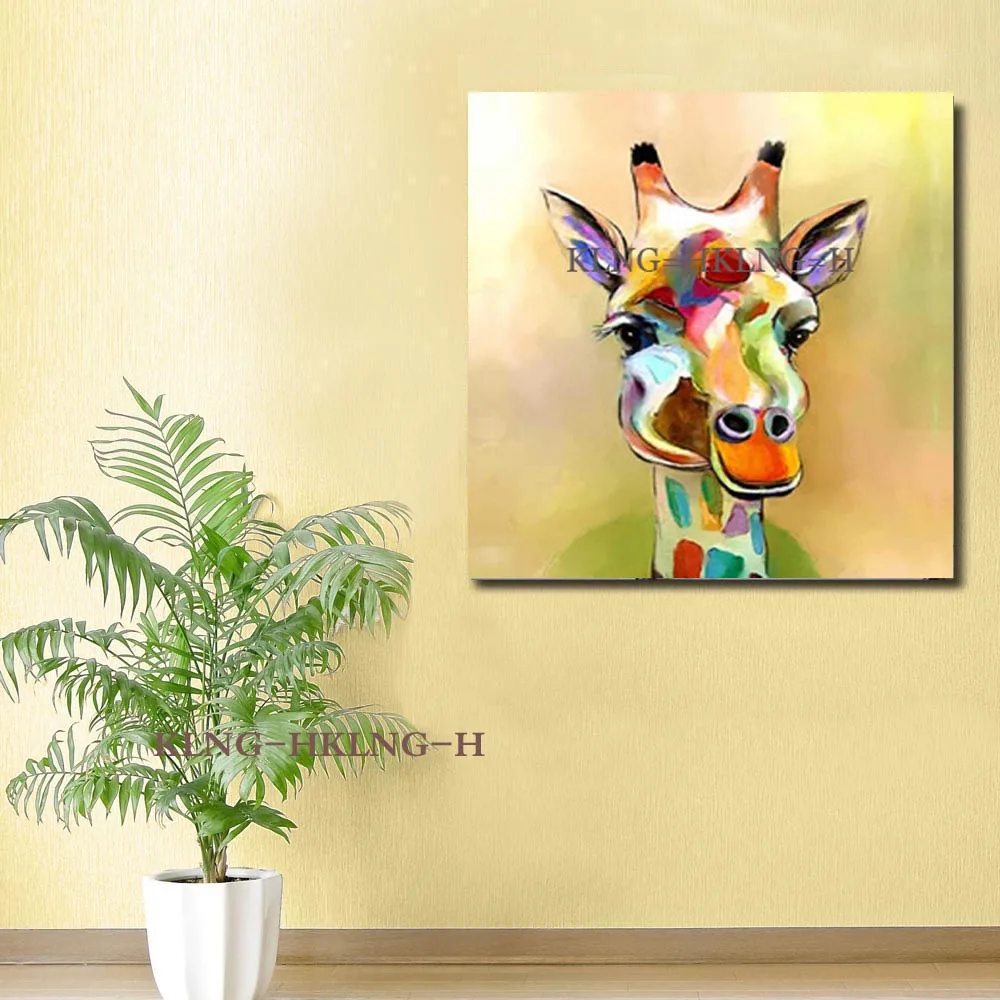 new sample Decorative Deer Head Wall Oil Painting Animal  Handmade  Wall Hanging Canvas Art Wall Pictures For Restaurant