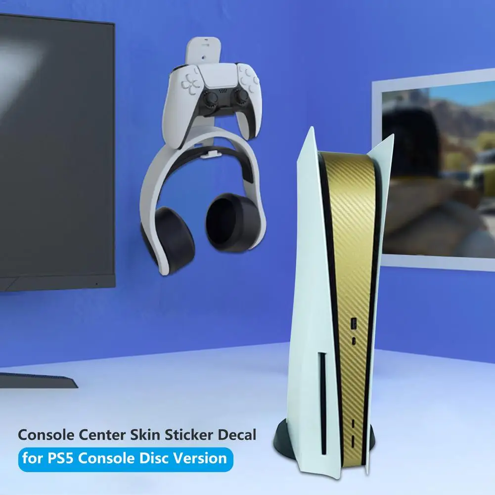 สำหรับเครื่องเล่นเกม Sony PS5 Playstation 5 รุ่นดิสก์ ซิ่นคาร์บอนฟาเบอร์สกินคลุมสติกเกอร์ ศูนย์โฮสต์สติกเกอร์ อุปกรณ์เครื่องเล่นเกม
