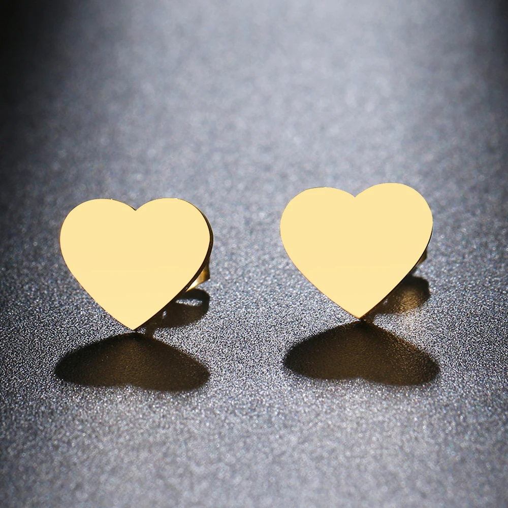 Stainless Steel Earrings Girl Sweet Heart Shape Fashion Stud Earrings Classic Simple Earrings For Women 2022 Jewelry Wedding NEW