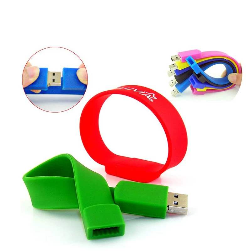 Silicone Bracelet Wrist Band Pen drives 64GB 32GB16GB 8GB 4GB USB Flash Drive Popular memory stick PenDrive U Disk