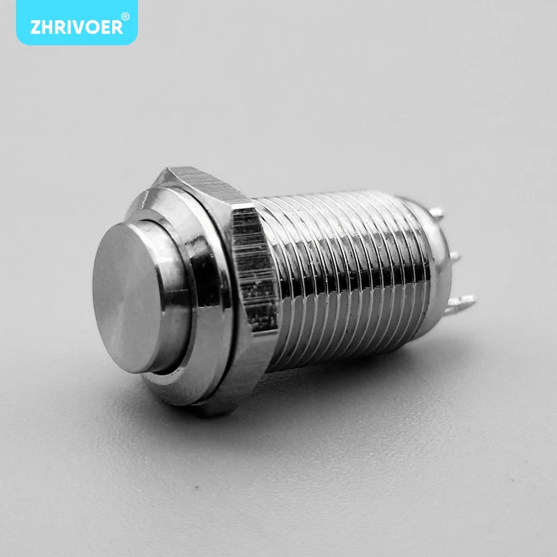 1 個 10 ミリメートル金属プッシュボタンスイッチ、セルフロック/ラッチ自己リセット/モーメンタリー 2/3 ピンIP67 フラットヘッド/高ヘッド 3A/250VAC