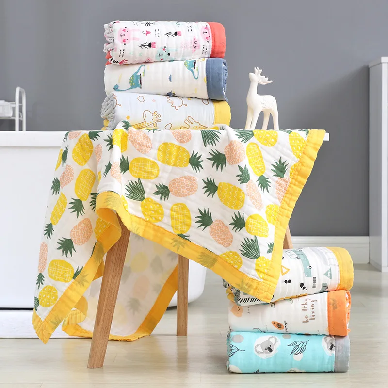 6 Laye Baby Bath Towel Muslin Cloth Kids Bathrobe Child Blanket Wrap for Newborn Infant Toddler Gauze Cotton 105*105cm