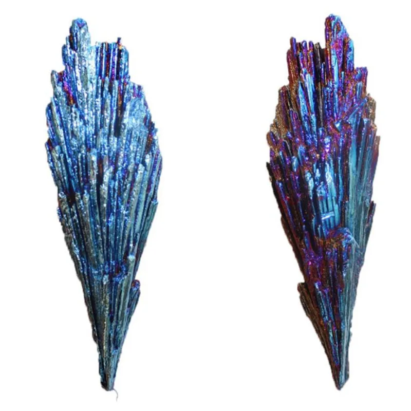 Pierre de cristal de quartz naturel, arc-en-ciel chinois, grappe de titane, plume bleue de paon, spécimen de napperon, charbon de guérison, décoration d'intérieur