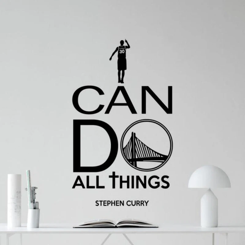 I Can Do All Things Wall Decal Sign Stephen Curry Quote Vinyl Sticker Basketball Poster Gym Sport Motivational Wall Decor image 3