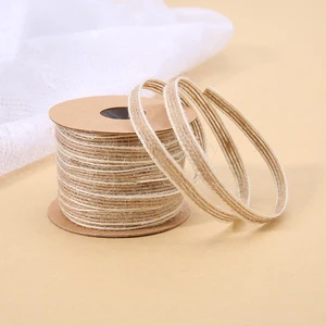 Vintage Jute Surlleinen Hessische Klebeband mit Spitze, Rustikalhochzeitsfeierdekoration, DIY -Weihnachtshandwerk, Geschenkgurt, 10 m pro Rolle 8 Hauptverkäufe rustikaler Sockel - №2