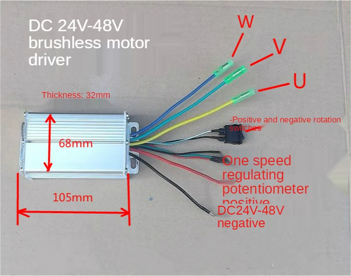 

Регулятор бесщеточного двигателя DC24V48V, драйвер высокой мощности 480W 10A