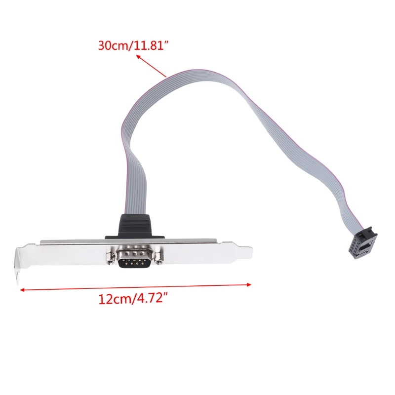 Serial 9 Pin DB9 RS232 Com Port Ribbon Cable Bracketใหม่