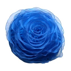 Satin Organza Rose Embroidered Round Cushion, Flower Pillow Hand Cushion, Lover Gifts, Wedding Decoration Valentine's Day