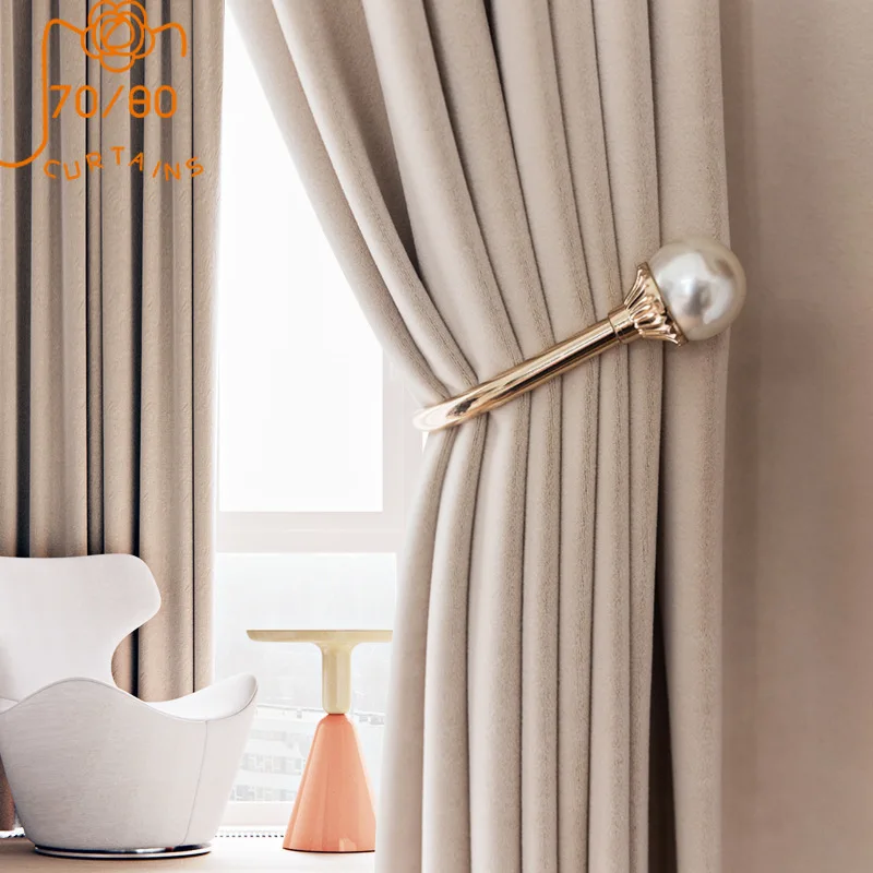 

2024 Full Blackout New Australian Cashmere Wool Velvet Insulation Curtain Custom Curtains In The Living Dining Room Bedroom