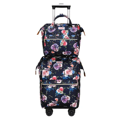 2020 tragen auf hand gepäck Reise Gepäck tasche sets frauen roll gepäck tasche frauen reise Trolley Taschen räder rädern rucksack