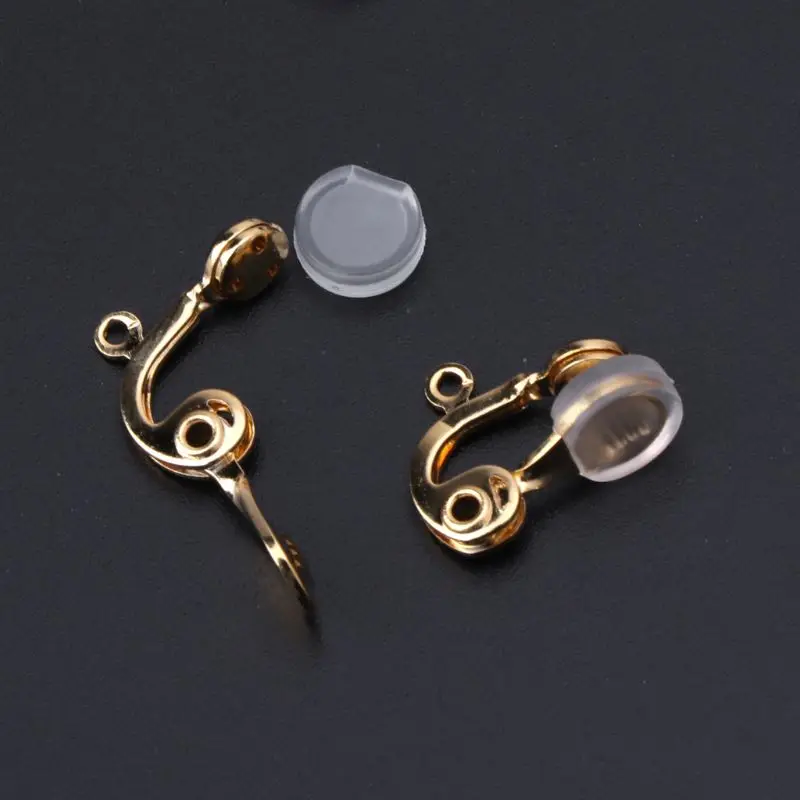 634D 10Pc Clip-on Earring Converter Non-pierced Ear Hoop With Comfort Earring Cushion