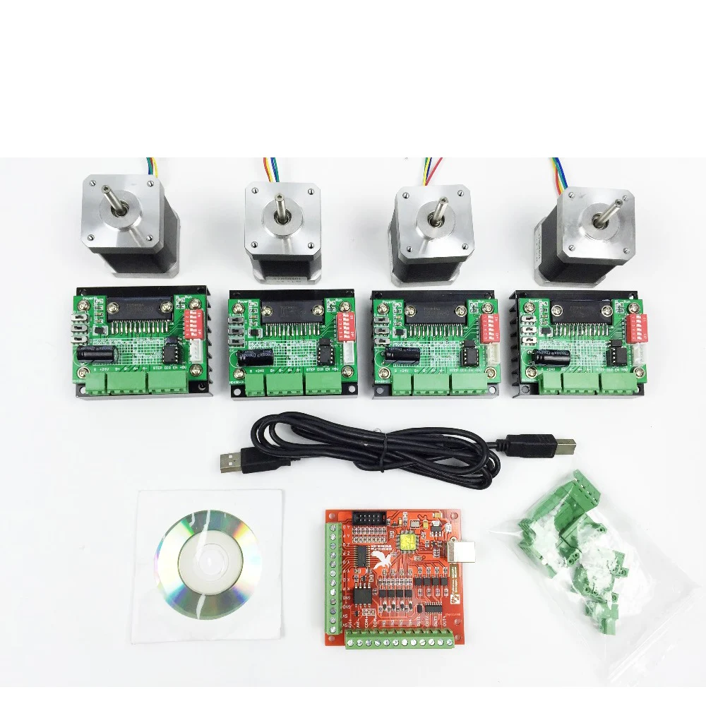 

CNC system control system kit,1pcs Red Flying Eagle board + 4PCS 42 Stepper Motor kit + 4PCS Motor driver TB6560A