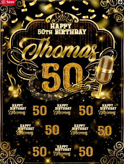 Custom Music Gold And Black Bokeh 40th 50th 60th Birthday photography backgrounds   Computer print party backdrop