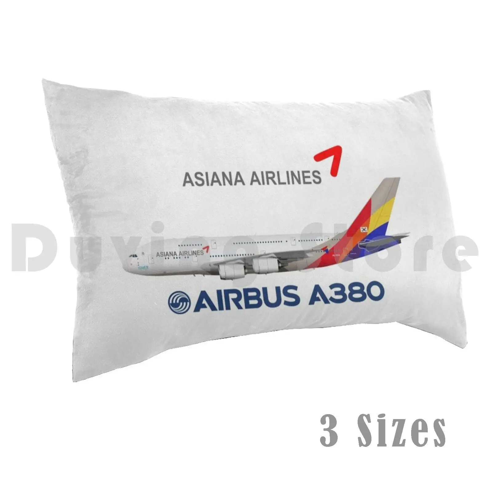 Illustration Of Asiana Airbus A380-White Version pillow Case DIY 50 * 70 Airbus A380 Airbus A380 A380 Airbus Asiana South