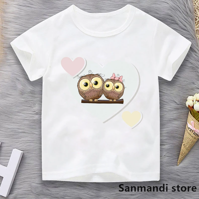 Happy Birthday Gift For Girls/Boys Kids Clothes Funny Monkey Love Owl Balloon Graphic Print Tshirt Kawaii Children Clothing