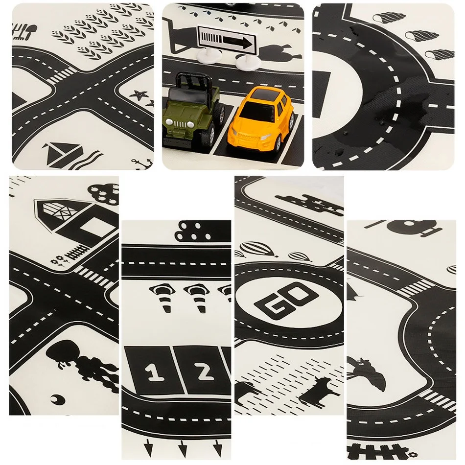 130*100 Nordic Black White Map Baby Play Mat Foldable Children Paper Road Carpet Kids Surface Activity Bedroom Rug Baby Floor