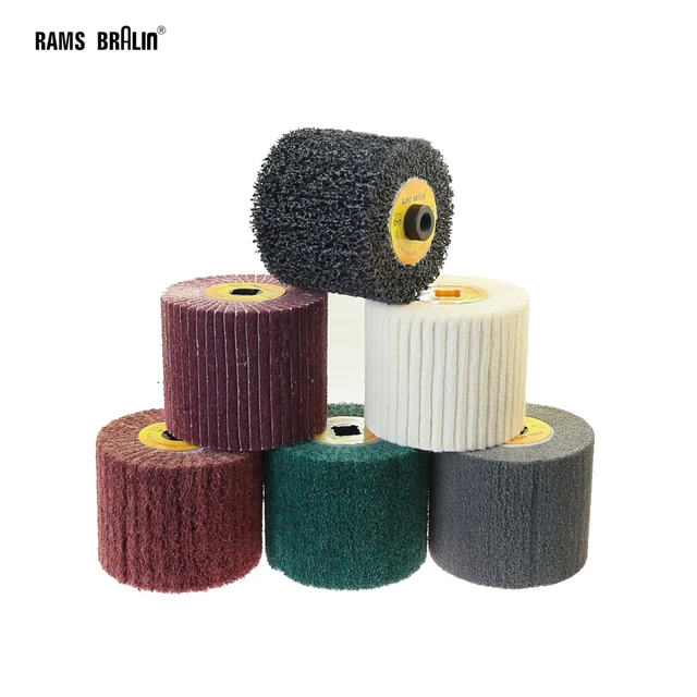 120*100*19mm nie utkany Nylon Flap Brush Satin Drawing polerowanie gratowanie koło bębna ze stali nierdzewnej
