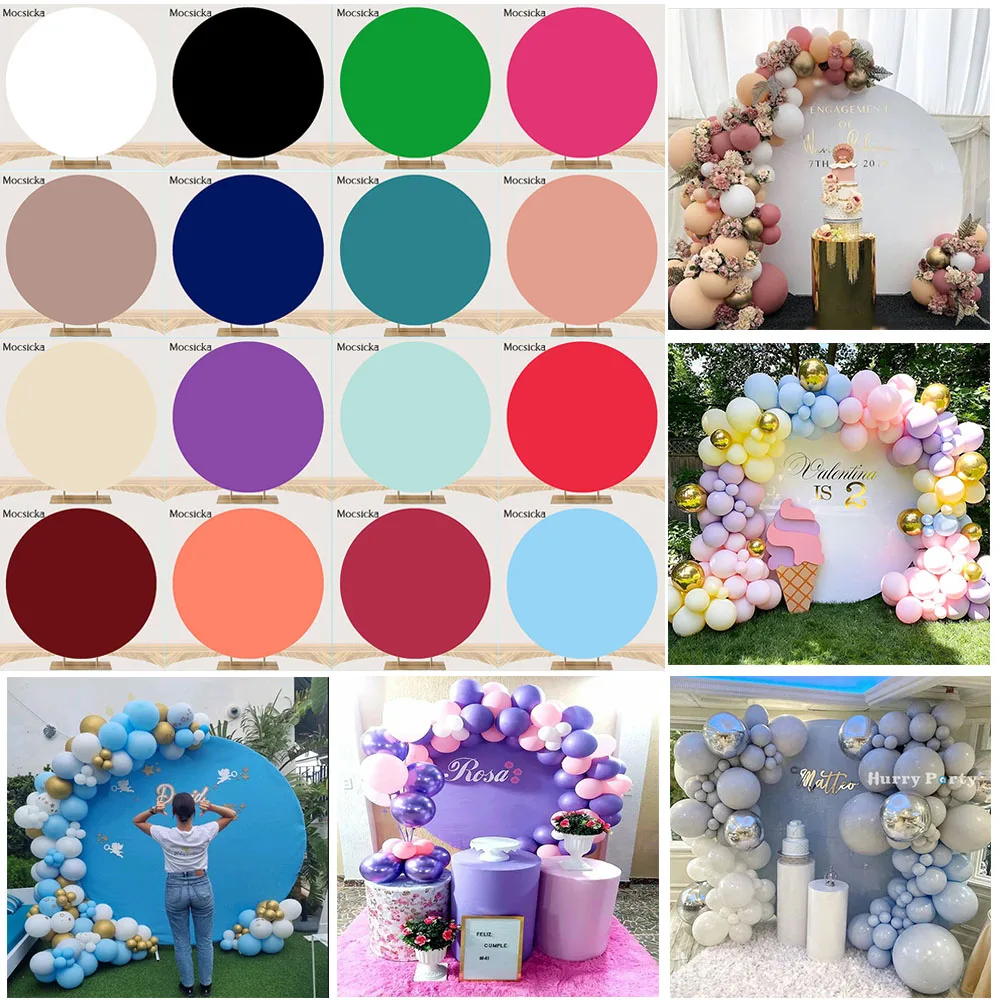 

Pure Color Birthday Party Backdrop Soild Color Round Circle Background for Photo Studio White Purple Children Adult Theme Decor