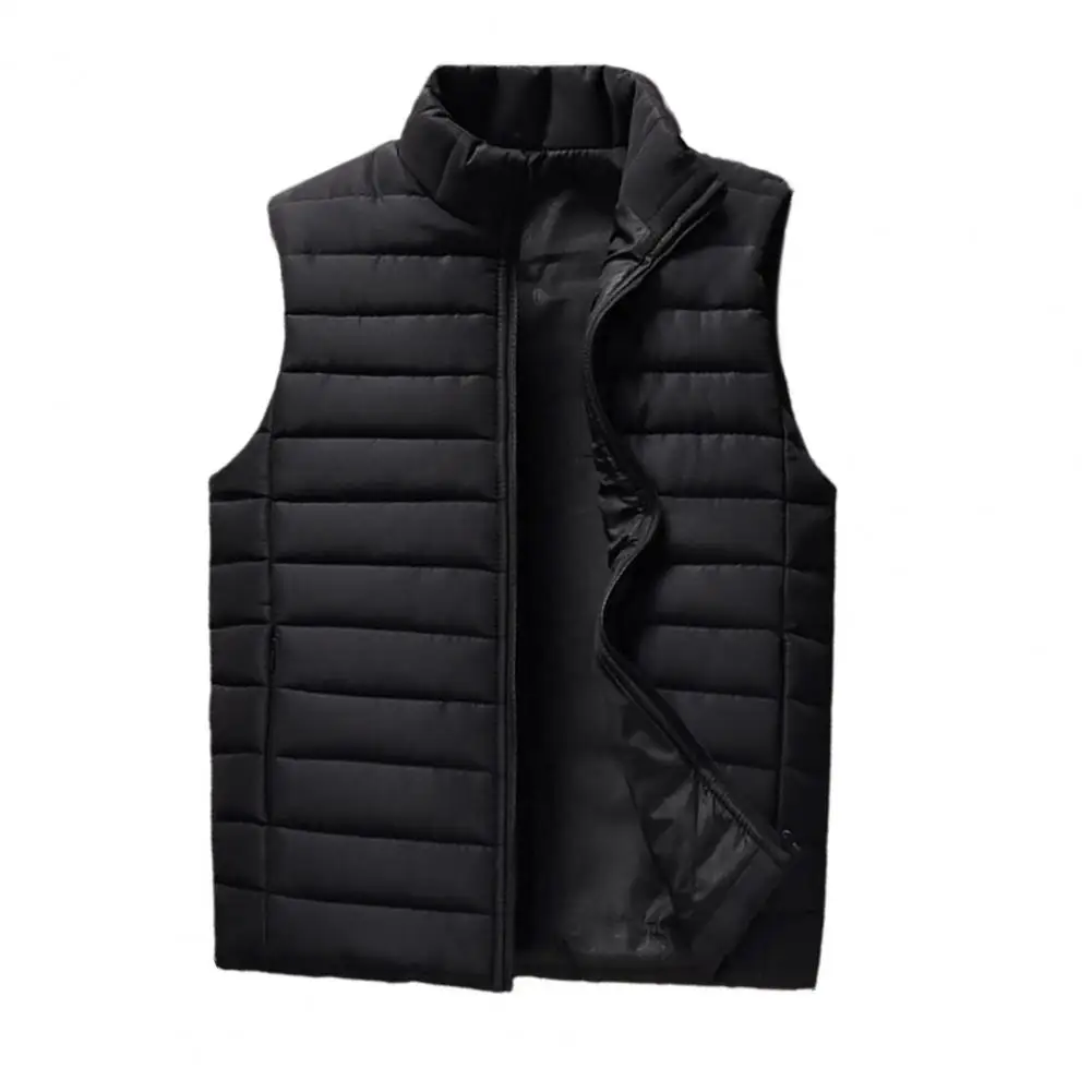 Men\'s Vest Jacket Winter Waterproof Warm Sleeveless Men Waistcoat 3D Cutting Windproof Thicken Soft Zipper Closure Winter Vest