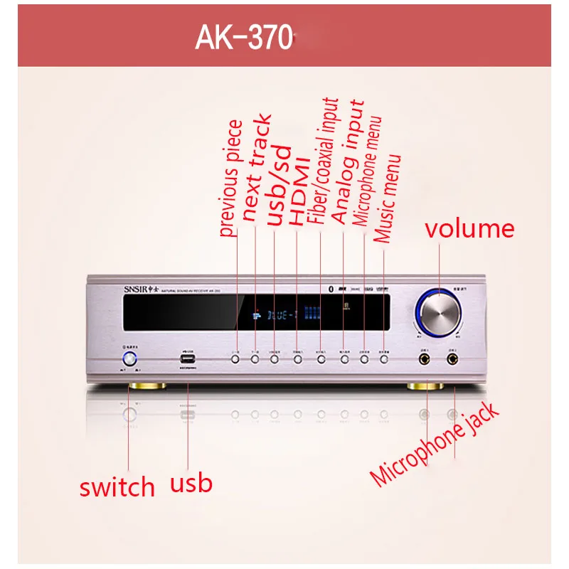 HDMI 850W 220V AK-370/360 5.1เครื่องขยายเสียง4.0บลูทูธเครื่องขยายเสียงซับวูฟเฟอร์ KTV เครื่องขยายเสียง Professional Home โรงละคร