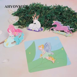 AHYONNIEX 1 Piece Embroidered Cute Fairy Tales Patches Clothes Bags DIY Applique Embroidery Parches Iron On Patch for Clothes