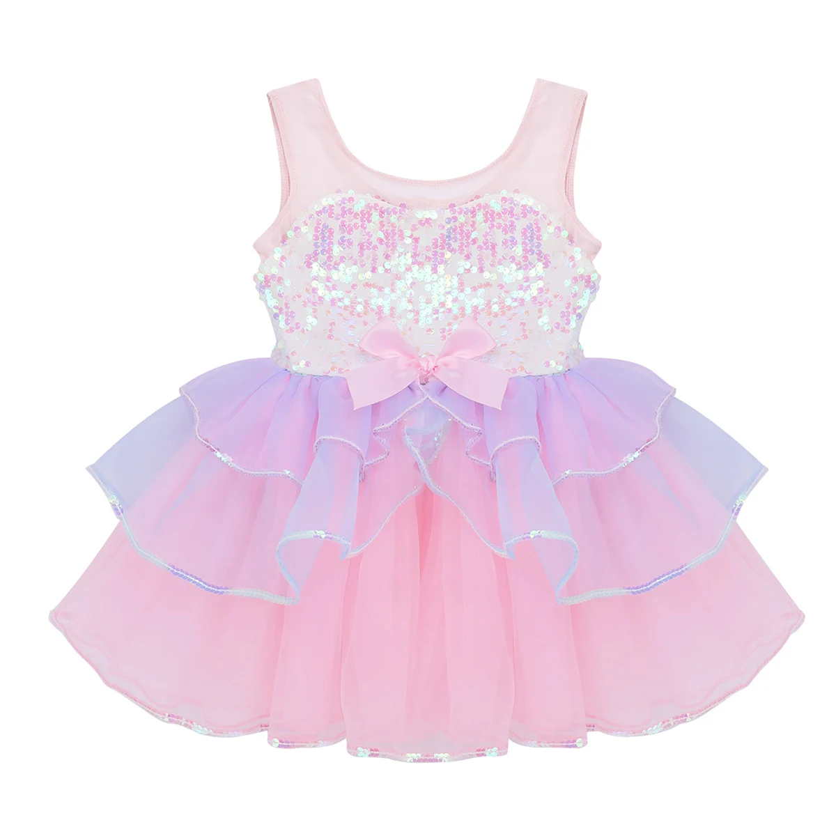 Kids Girls Ballet Tutu Dress Shiny Sequin Mesh Splice Bowknot Tulle body abiti Ballerina Party Stage Performance Dancewear