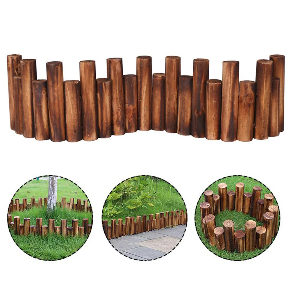 Support Dropshipping Anti-Corrosion Wood Log Lawn Grass Edging Garden Flower Bed Border Fence Decor Edging Garden Decoration