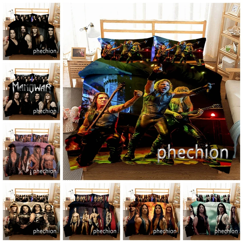 

Phechion Manowar Band 3D Printed Cover Set Twin Full Queen King Size Bedding Set Bed Linens Bedclothes for Young K159