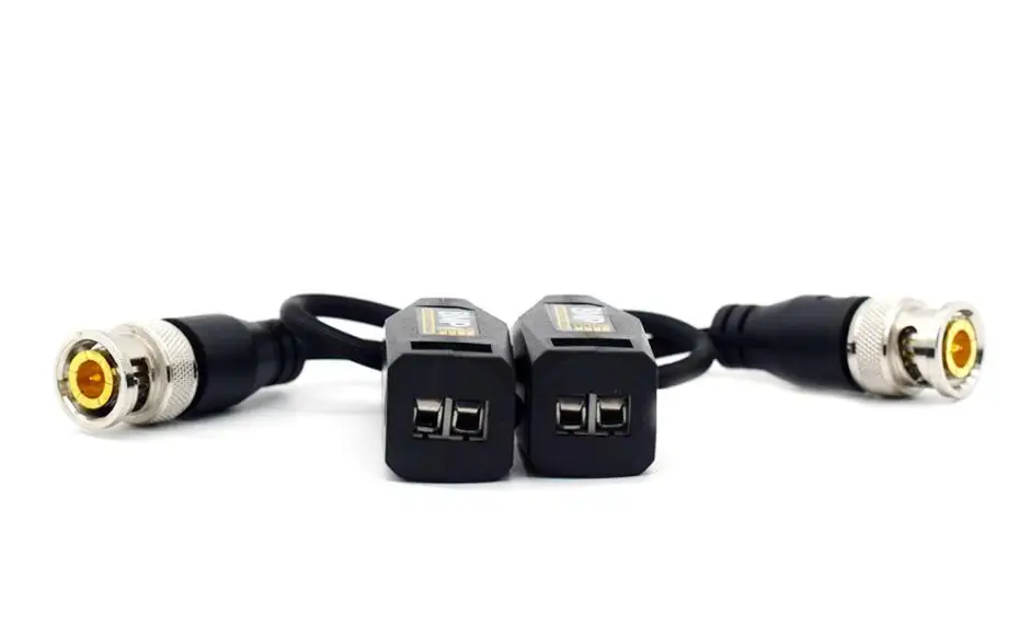 Conector Balun de vídeo pasivo HD de 8MP, transmisión de un solo canal, señal de vídeo Cctv para Cable trenzado AHD/CVI/TVI, 1 par