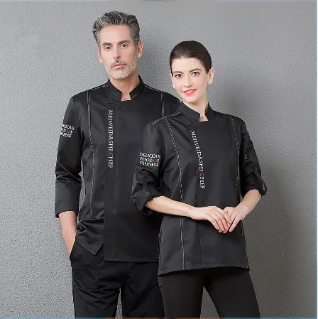 Unisex Adjustable Long Sleeve Top Restaurant Cooking Jacket Kitchen Hotel Waiter Cafe Bakery Chef Uniforms Food Service Overalls