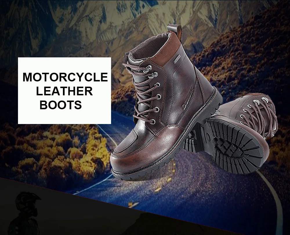 Motorcycle Riding Anti-slip Boots Men's Leather Cowhide Off-road Motorcross Short Boots Racing Foot Protection Moto Equipment