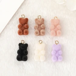 10Pcs Velvet Gummy Bear Charms Flatback Resin Pendant Jewlery Findings For Earring Necklace Diy Making