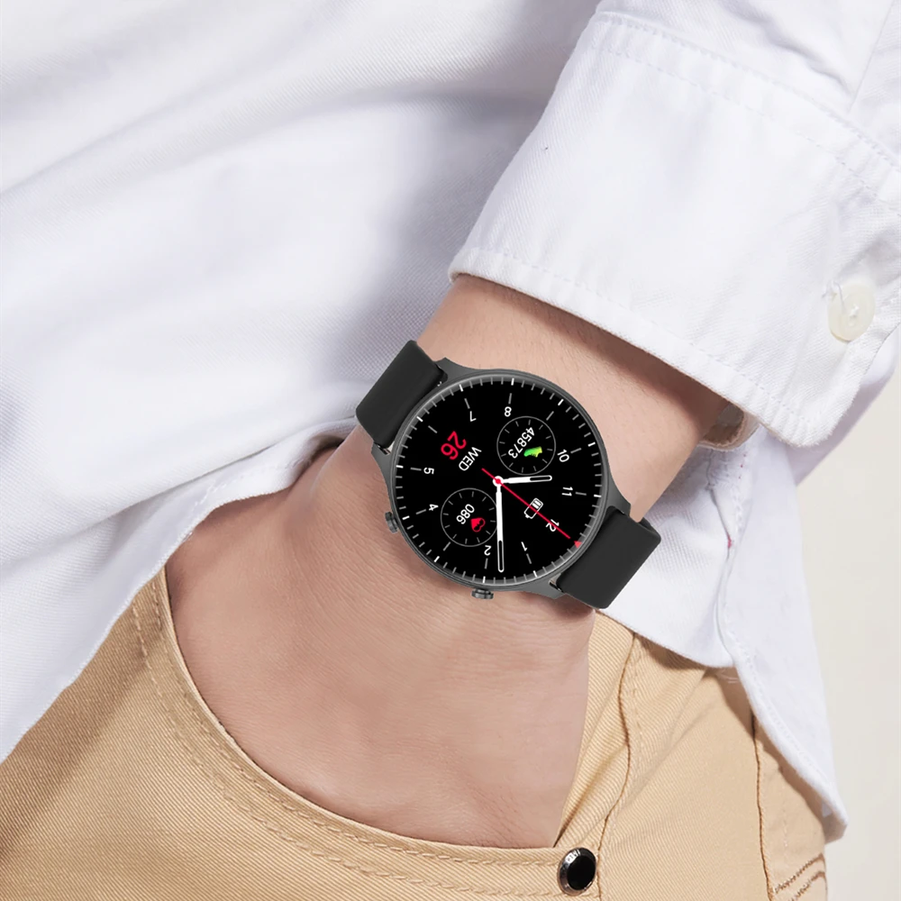 Dk18 relógio inteligente masculino e feminino, tela redonda, à prova d'água ip68, 10 modos esportivos, monitor de frequência cardíaca, para xiaomi gts vs sg3 dt88