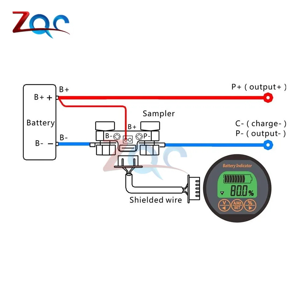 Waterproof Digital Voltage Current Capacity Meter Detector 100V 350A Voltmeter Ammeter with 350A Shunt Battery Monitor Indicator