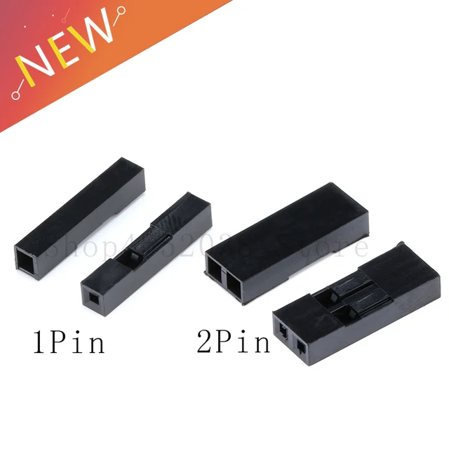100 sztuk/partia 2.54mm 1 Pin 2 rozstaw pinów Dupont przewód zasilający czarna obudowa z tworzywa sztucznego kobiet złącze pinowe przypadku powłoki pudełkiem 1 P/2 P