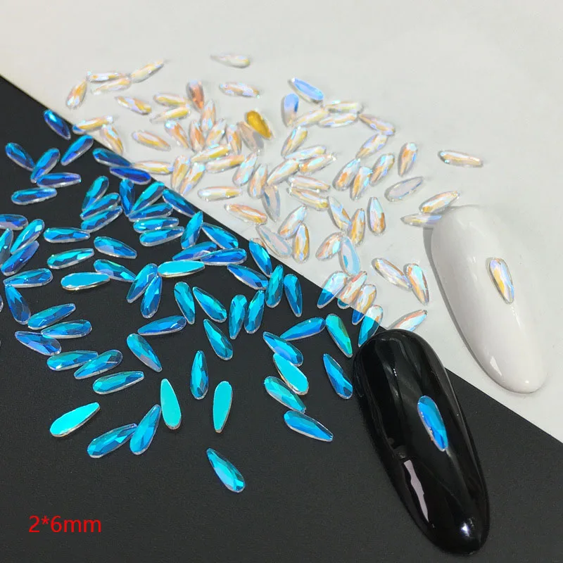 40 ชิ้น Aurora คริสตัล AB Rhinestone รูปร่าง FlatBack เล็บ Art Rhinestone อัญมณีสําหรับ DIY ตกแต่งเล็บ