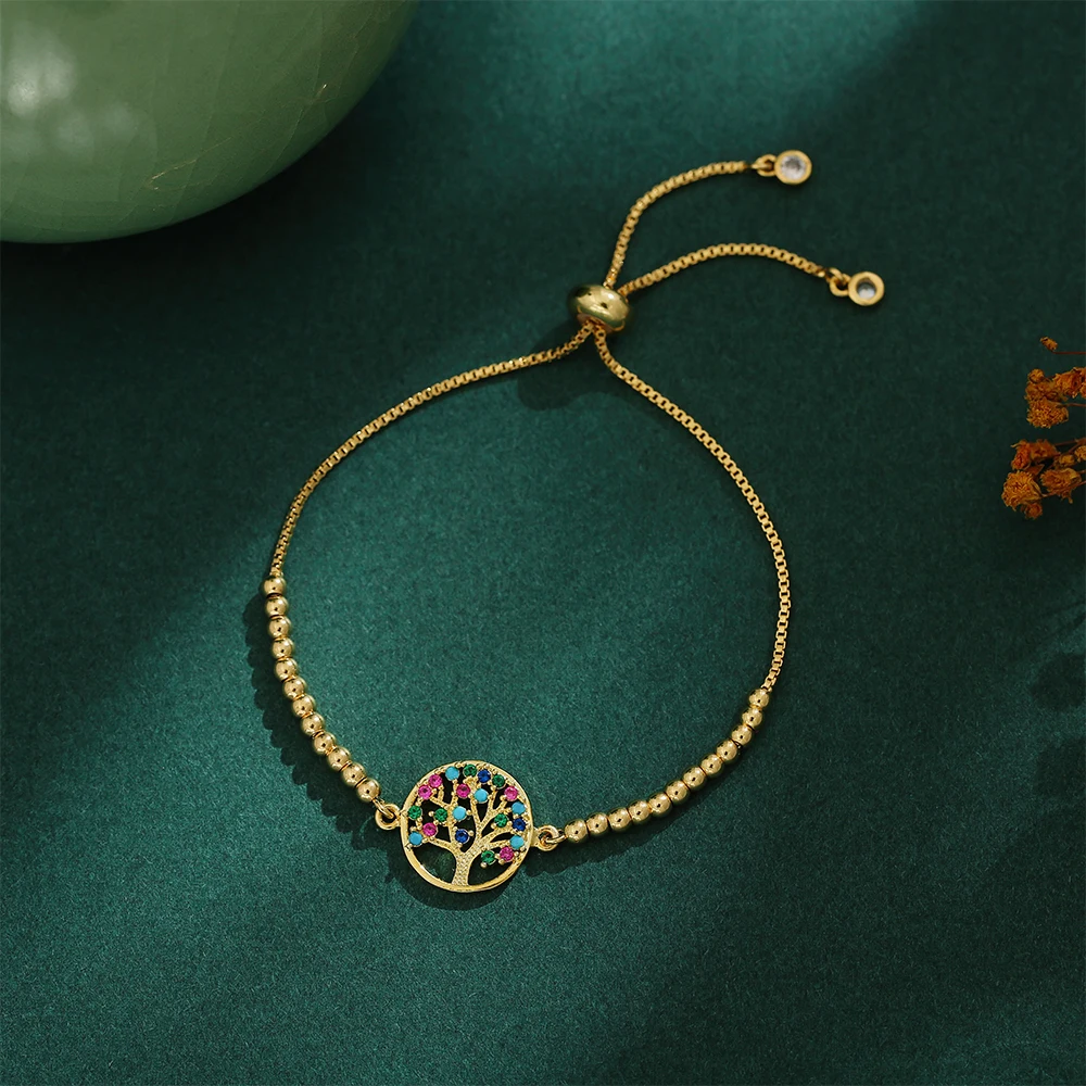 Tree of Life Charm 18K Gold Plated Stainless Steel Chain Link Bracelets Jewelry Cheap Jewelry for Gift Drop Shipping