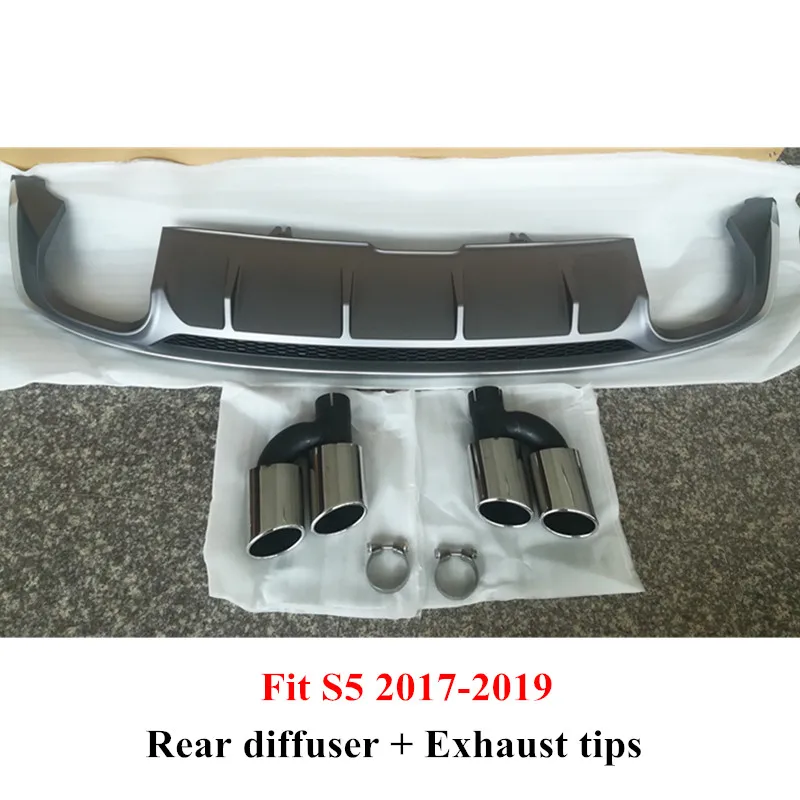 

Car Bodykits Rear Bumper Lip For A5 S5 2017-2019 Stainless Steel Exhaust tips For S5 Rear Bumper Lip Diffuser