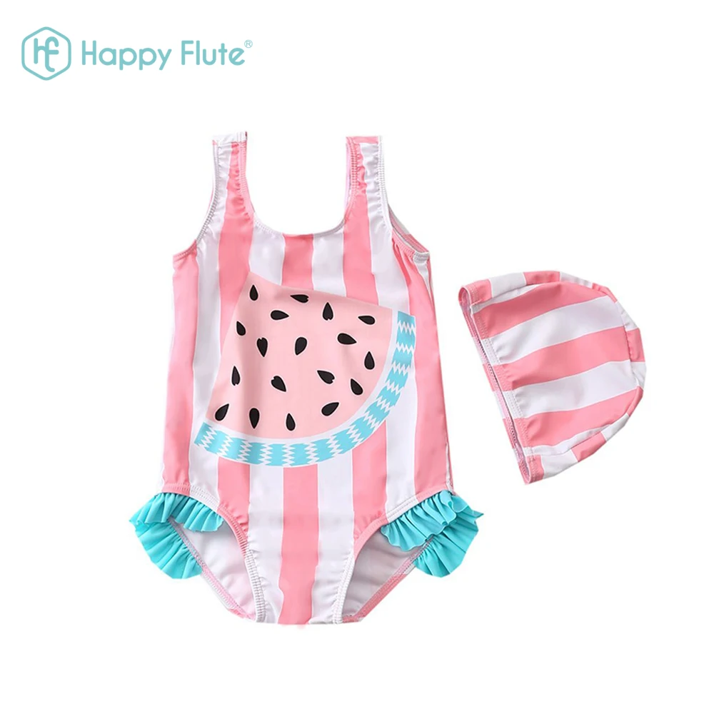 HappyFlute Baby Girl's INS Style One Piece Children Watermelon Print Baby Sling Design Swimsuit