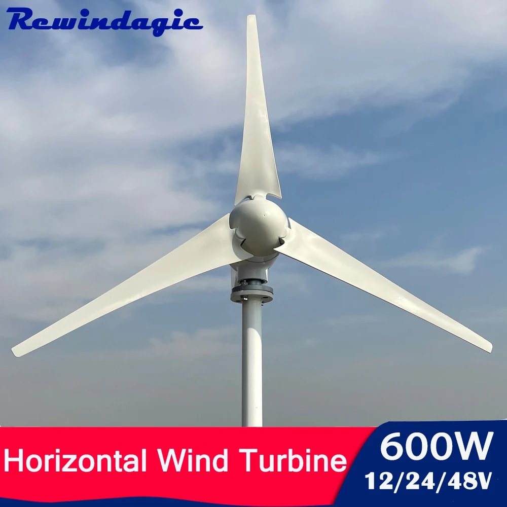 New 600W Wind Generator 12v 24v 48v Wind Turbine With 3/5 Blades With 800W Wind Controller For Marine Ship Streetlight Garden