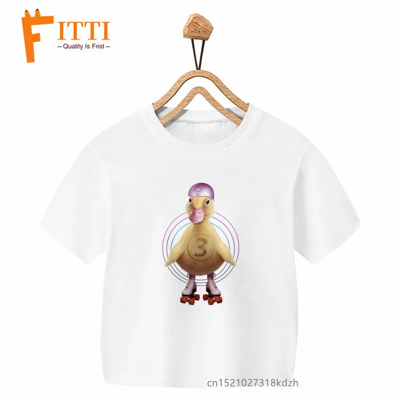 Cute DUCK HAVE FUN Print Boys/Girls White T-shirt Kid Summer Harajuku Kawaii Funny Clothes Little Baby Y2K Clothes,Drop Ship