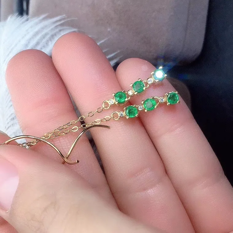 

Natural Real Emerald Earring 925 Silver sterling Fine Charm Jewelry for Women Wedding Party Earring