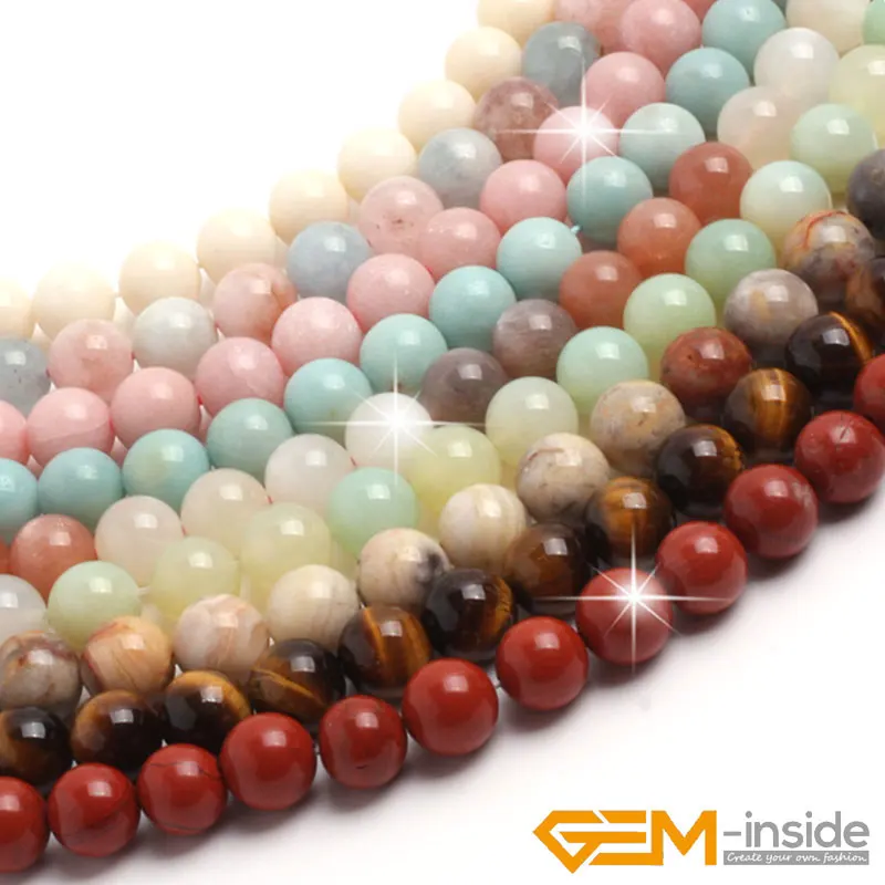 Natural 8mm Assorted Stones Round Beads For Jewelry Making Strand 15