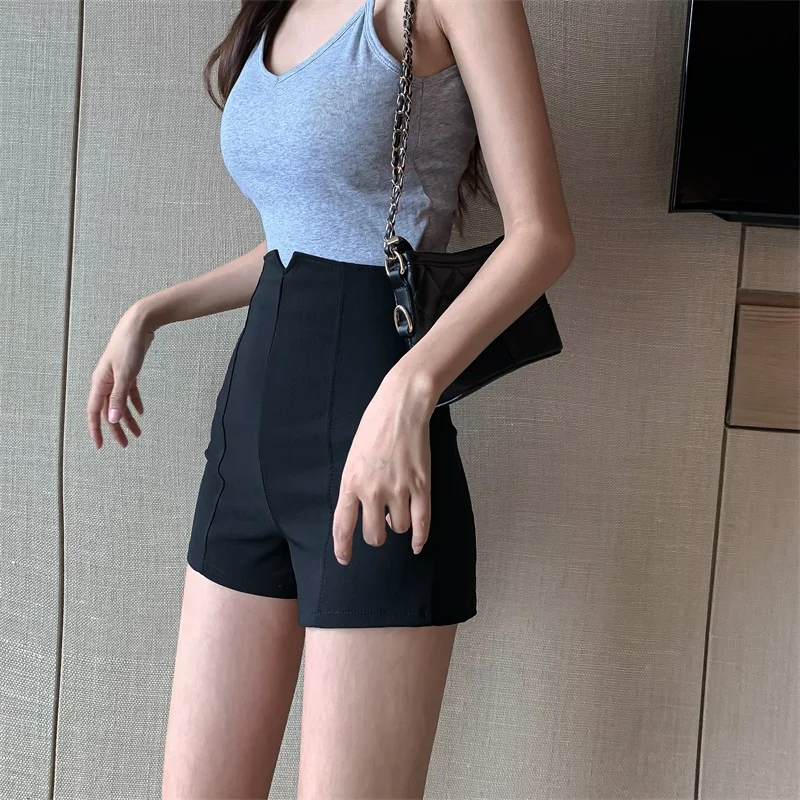 Shorts Women Elastic Solid Casual High Waist Skinny Teens All-match Ins Female College Summer 2021 New Arrival Slim Popular Chic