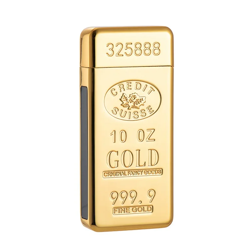 Gold Bar Double Arc Lighter USB Charging Electronic Cigarette Lighter Smoking Accessories for Weed Safe and Cool Lighter