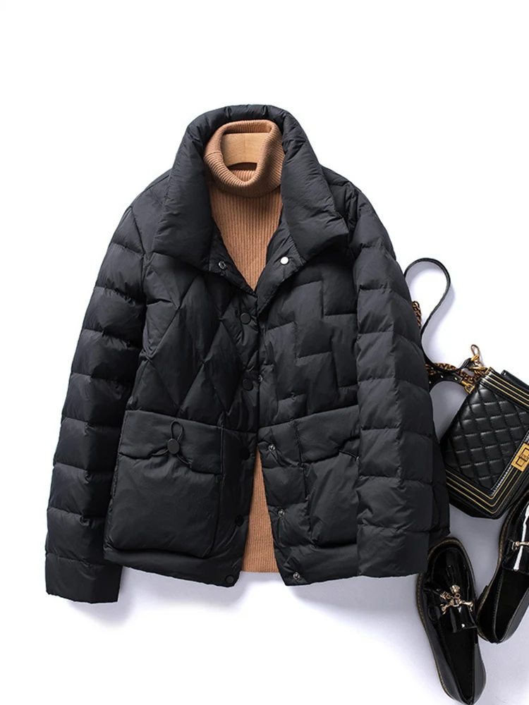 SEDUTMO Winter Warm Duck Down Coat Women Ultra Light Thin Short Casual  Jackets Autumn Fashion Slim Pocket Parkas ED1784