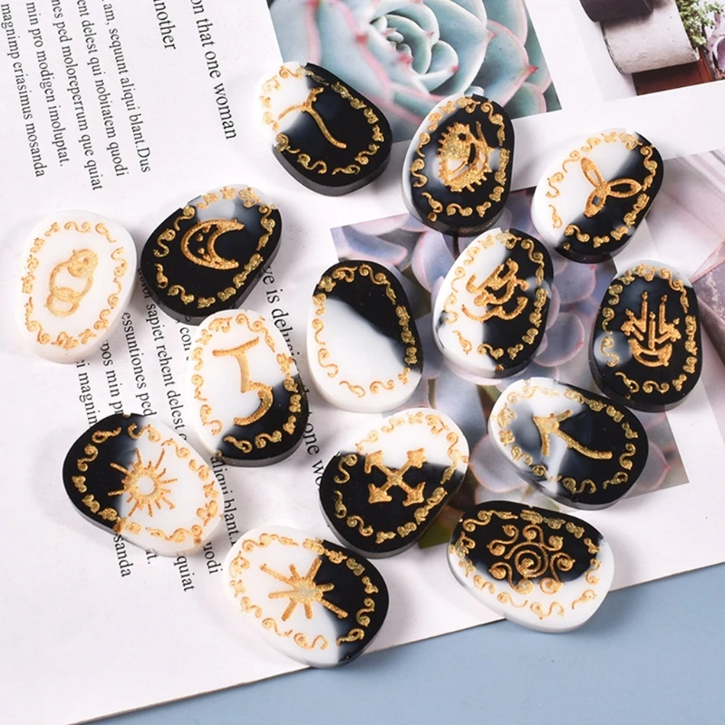 Crystal Epoxy Resin Mold Rune Divination Casting Silicone Mould DIY Crafts Tool F3MD